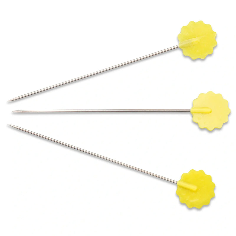 Load image into Gallery viewer, 028520|Prym 2" Flat Flower Head Pins, Yellow, 50 pc