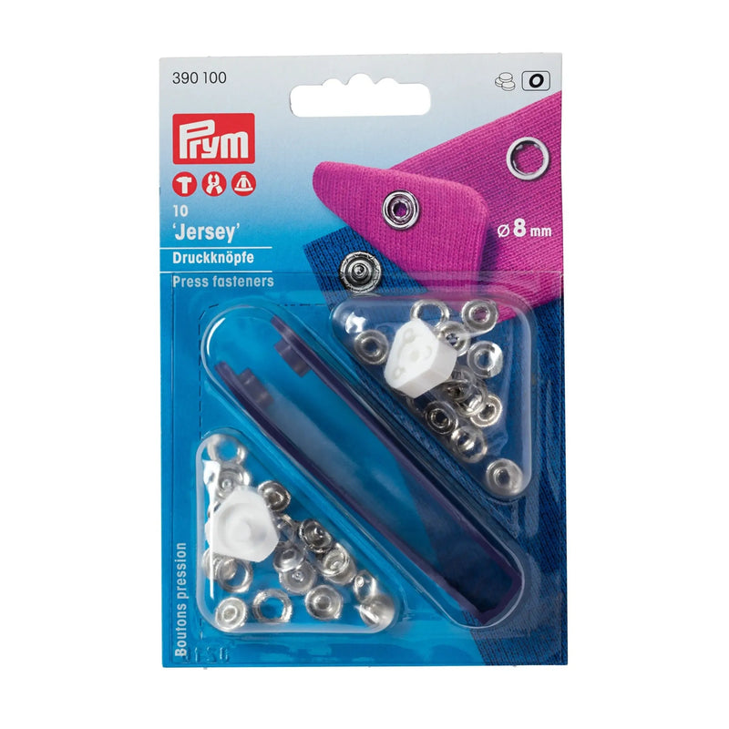 Cargue la imagen en el visor de la galería, 390100|Prym JERSEY  8 mm silver with tools 10pc