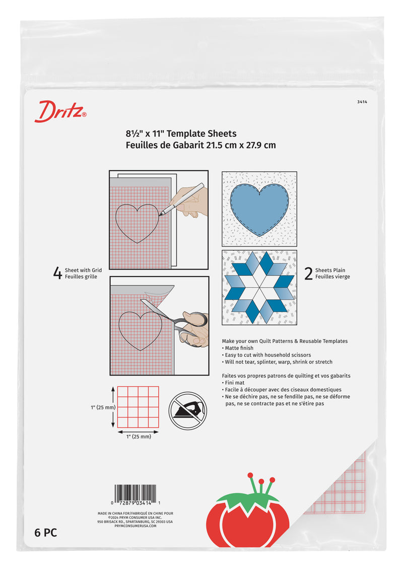 Chargez l'image dans la visionneuse de la galerie, 3414|Dritz Template Sheets, 8-1/2" x 11", 6 pc