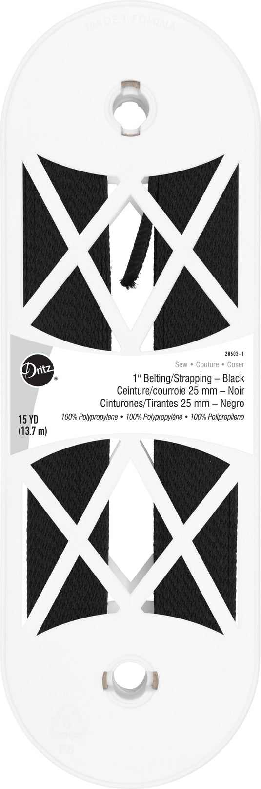 28602-1|Dritz 1" Polypro Belting & Strapping, Black, 15 yd