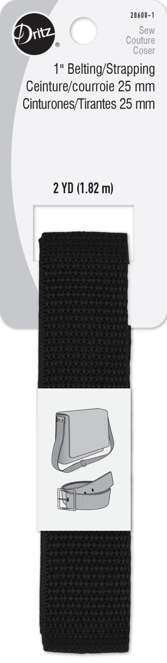 Load image into Gallery viewer, 28608-1|Dritz 1" Polypro Belting &amp; Strapping, Black, 2 yd
