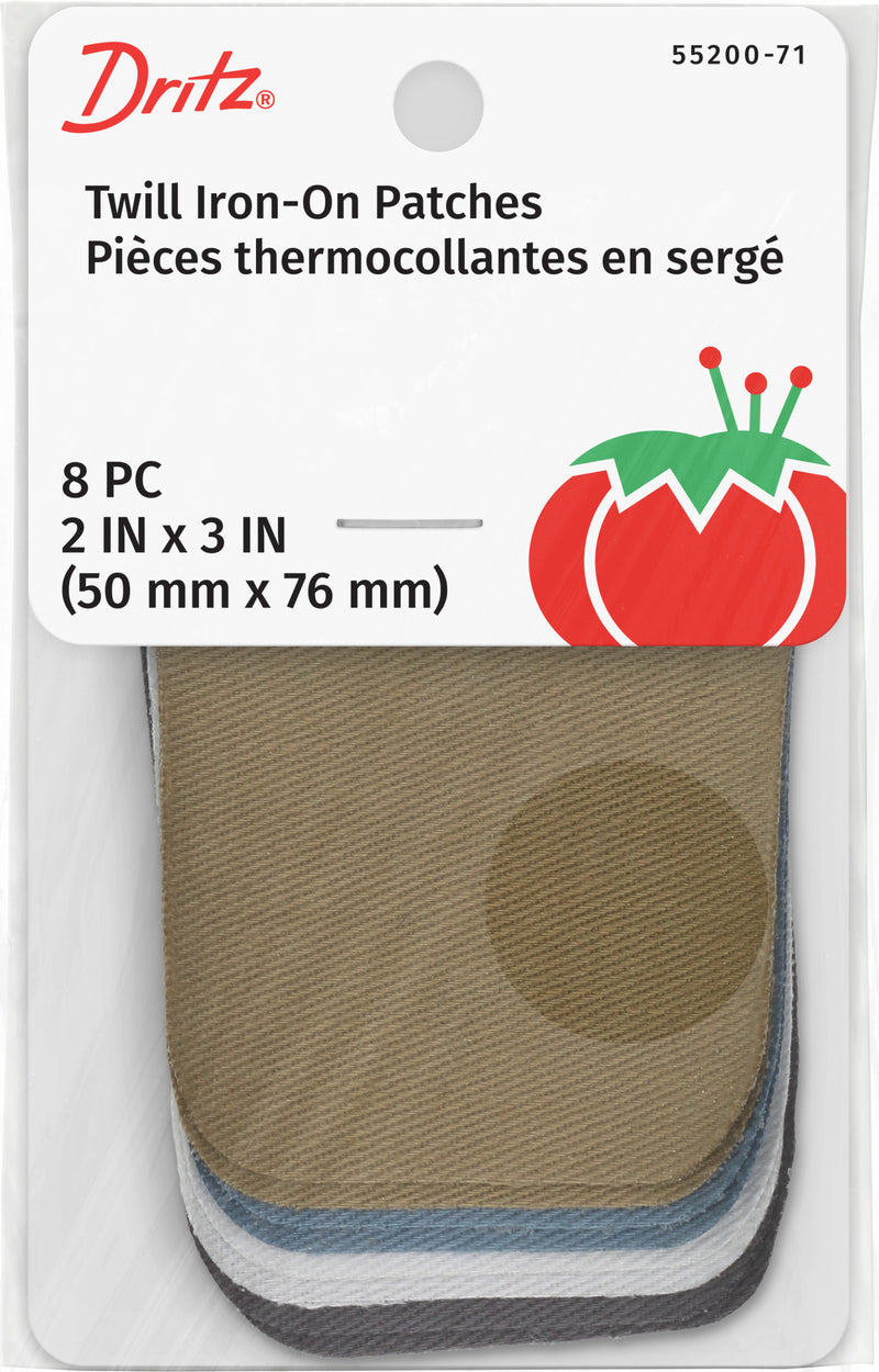 Cargue la imagen en el visor de la galería, 55200-71|Dritz Twill Iron-On Patches, 2" x 3", 8 pc, Light Assorted