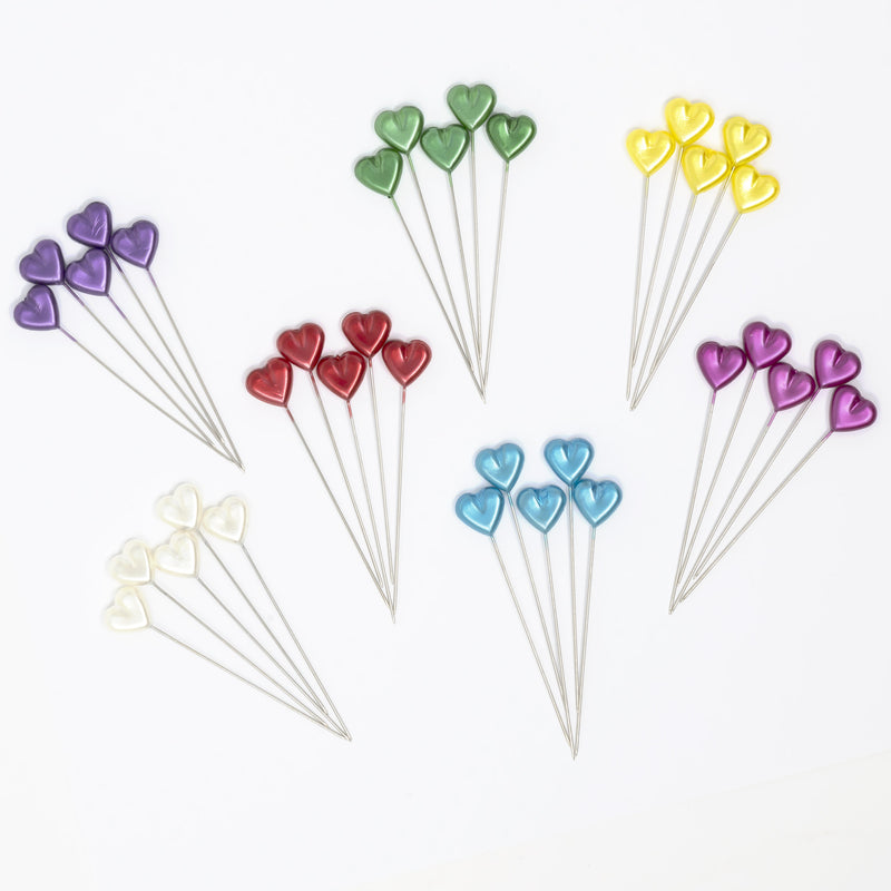 Cargue la imagen en el visor de la galería, 130|Dritz 2-1/8" Heart Pearlized Pins, Assorted, 35 pc