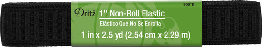 9507B|Dritz 1" Non-Roll Elastic, Black, 2-1/2 yd