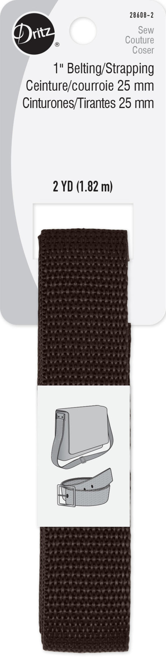 28608-2|Dritz 1" Polypro Belting & Strapping, Brown, 2 yd