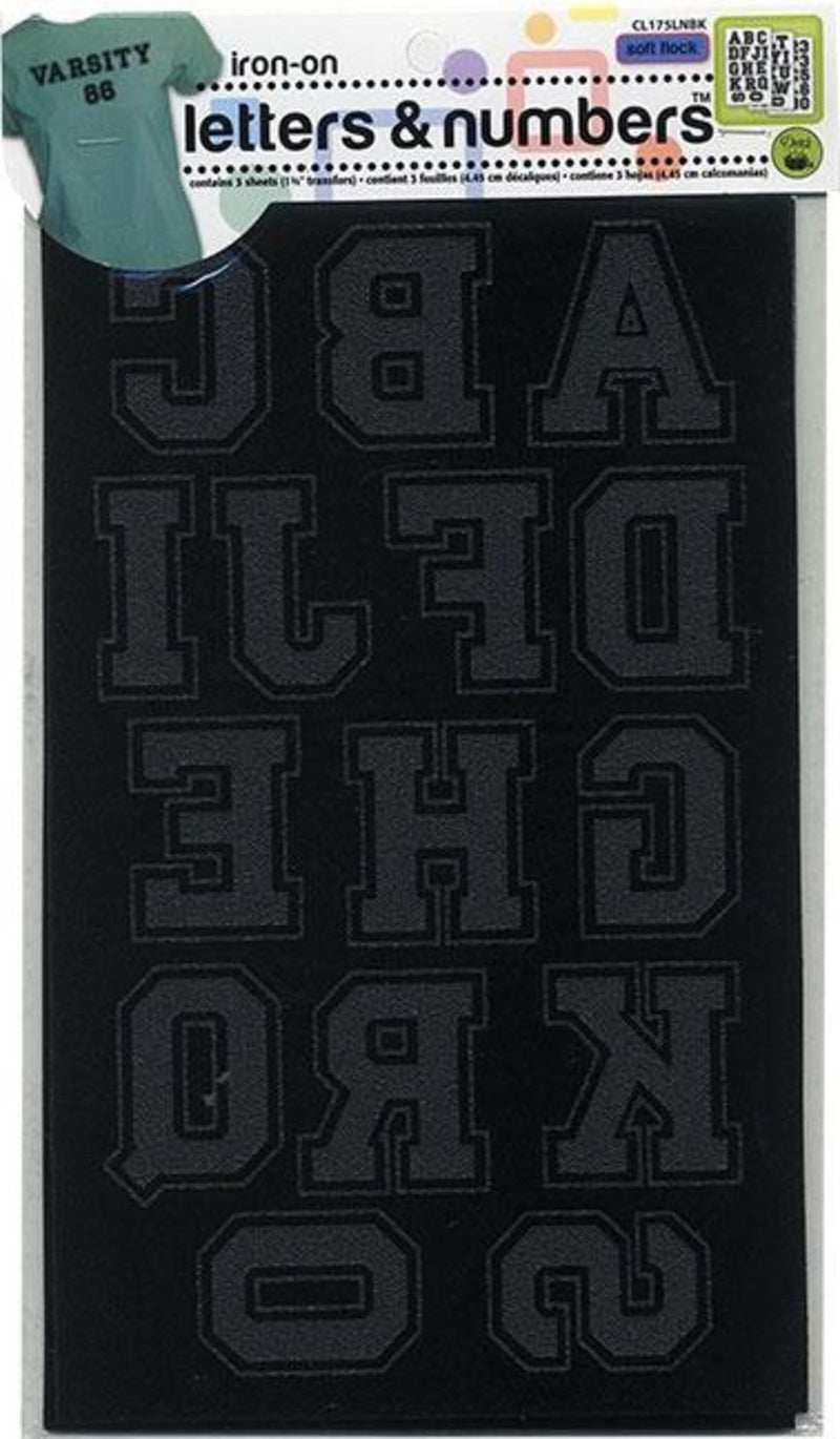 Cargue la imagen en el visor de la galería, CL175LNBK|Dritz Soft Flock Collegiate Iron-On Letters, Black