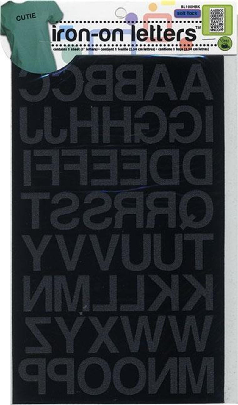 Cargue la imagen en el visor de la galería, BL100HBK|Dritz Soft Flock Iron-On Letters, 1 Sheet, Black