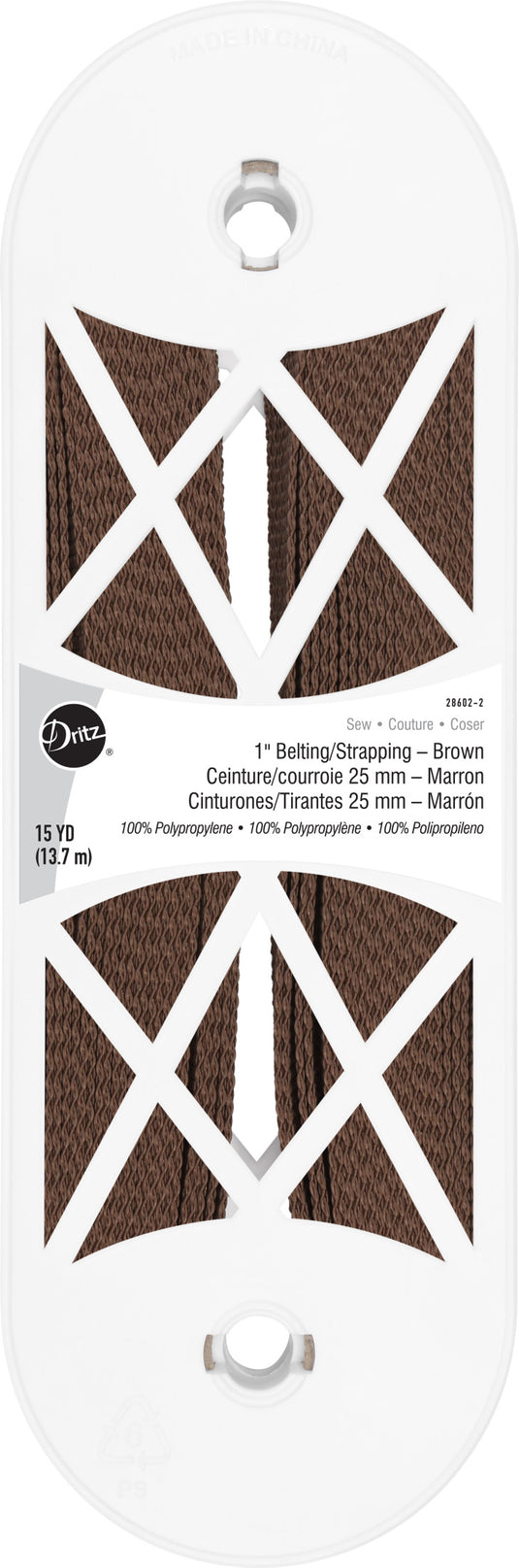 28602-2|Dritz 1" Polypro Belting & Strapping, Brown, 15 yd