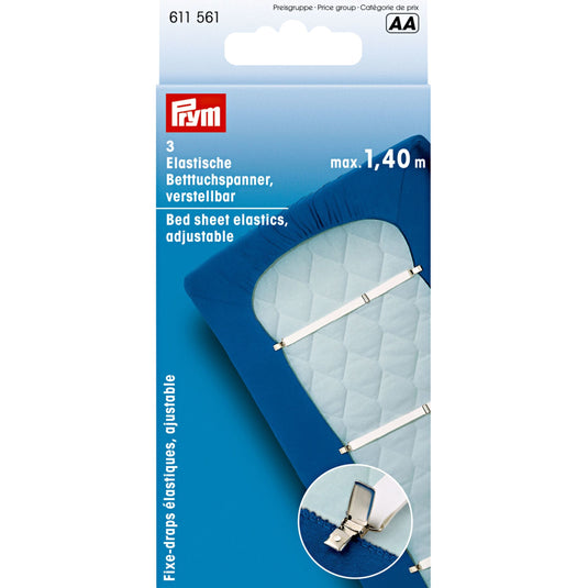 611561|Prym Adjustable Bed Sheet Elastics, 3 pc
