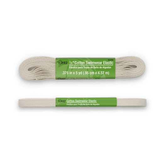9538N|Dritz 3/8" Cotton Swimwear Elastic, Natural, 5 yd