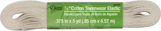 9538N|Dritz 3/8" Cotton Swimwear Elastic, Natural, 5 yd