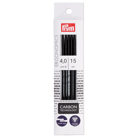 194184|Prym 6" Ergonomic Double Point Knitting Needles, Carbon, 4mm