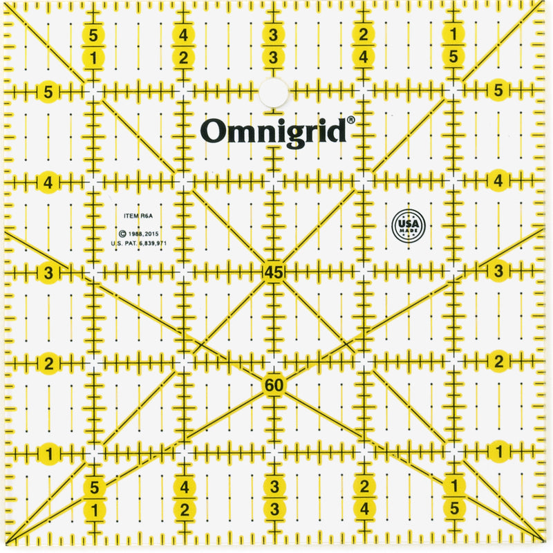 Load image into Gallery viewer, R6A|Omnigrid Square Ruler with Angles, 6" x 6"
