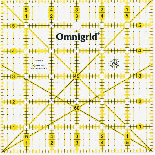 R6A|Omnigrid Square Ruler with Angles, 6" x 6"