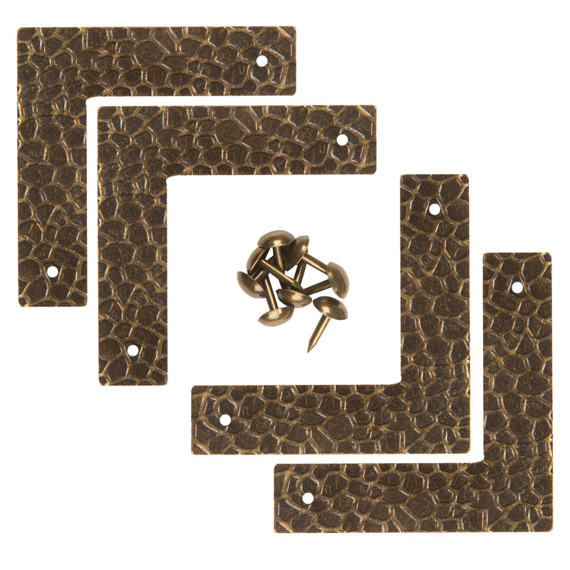 Chargez l'image dans la visionneuse de la galerie, 44794-38|Dritz Textured Campaign Corners, Small, Antique Brass, 4 pc