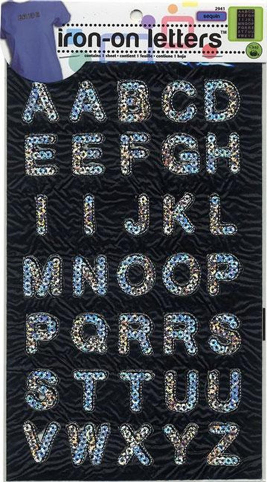 2941|Dritz Sequin Iron-On Letters, 1 Sheet, Silver