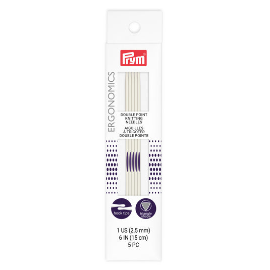 57065|Prym 6" Ergonomic Double Point Knitting Needles, US 1 (2.5mm)