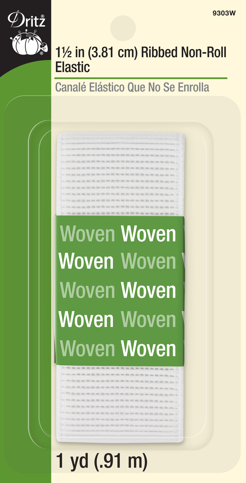 Chargez l'image dans la visionneuse de la galerie, 9303W|Dritz 1-1/2" Ribbed Non-Roll Elastic, White, 1 yd