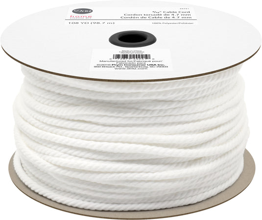 44241|Dritz 3/16" Cable Cord, White, 108 yd