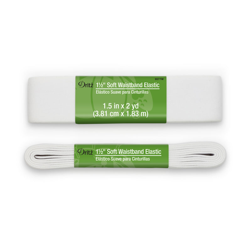 Chargez l'image dans la visionneuse de la galerie, 9577W|Dritz 1-1/2" Soft Waistband Elastic, White, 2 yd