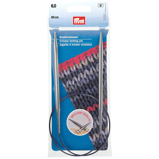 212182|Prym 24" Circular Brass Knitting Needles, 6mm