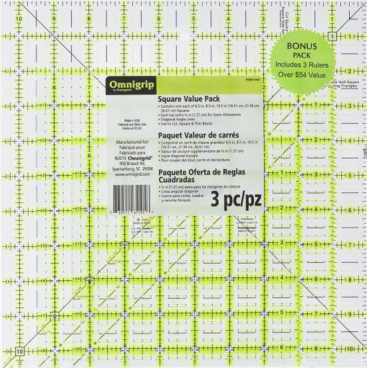 RN65105S|Omnigrid Omnigrip Non-Slip Square Ruler Value Pack (6-1/2