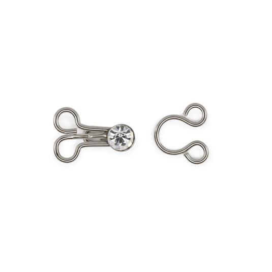 441-65|Dritz Hooks & Eyes with Rhinestones, 3 Sets, Nickel