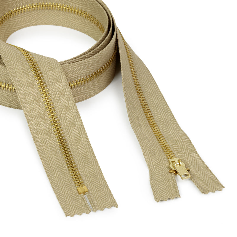 Load image into Gallery viewer, 44228|Dritz Brass Upholstery Zipper, Beige, 30"