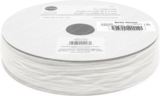 44243|Dritz 3/32" Cable Cord, White, 144 yd