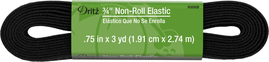 9506B|Dritz 3/4" Non-Roll Elastic, Black, 3 yd