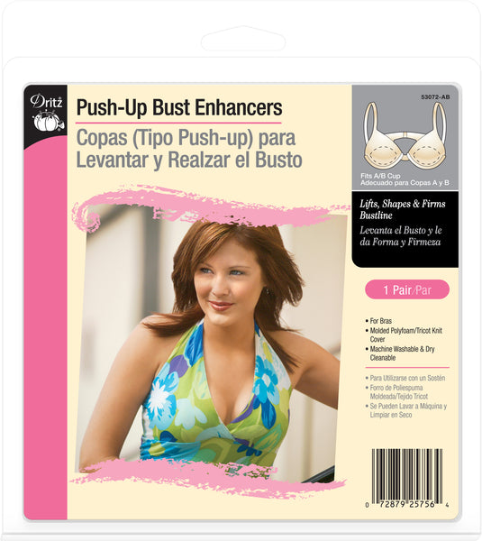 53072-AB|Dritz Push-Up Bust Enhancers, Beige, A/B Cup