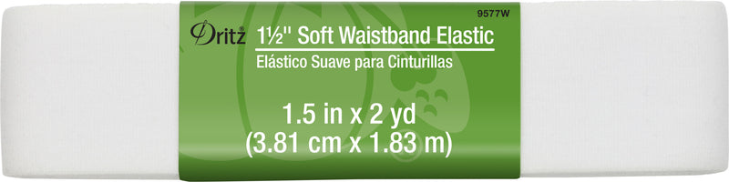 Chargez l'image dans la visionneuse de la galerie, 9577W|Dritz 1-1/2" Soft Waistband Elastic, White, 2 yd