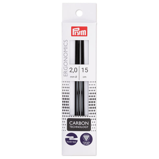 194180|Prym 6" Ergonomic Double Point Knitting Needles, Carbon, 2.0mm
