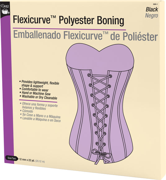 569-1|Dritz 12 mm Flexicurve Polyester Boning, 22 yd, Black