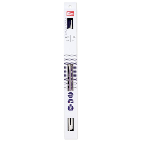 190308|Prym 12" Ergonomic Single Point Knitting Needles, 6mm