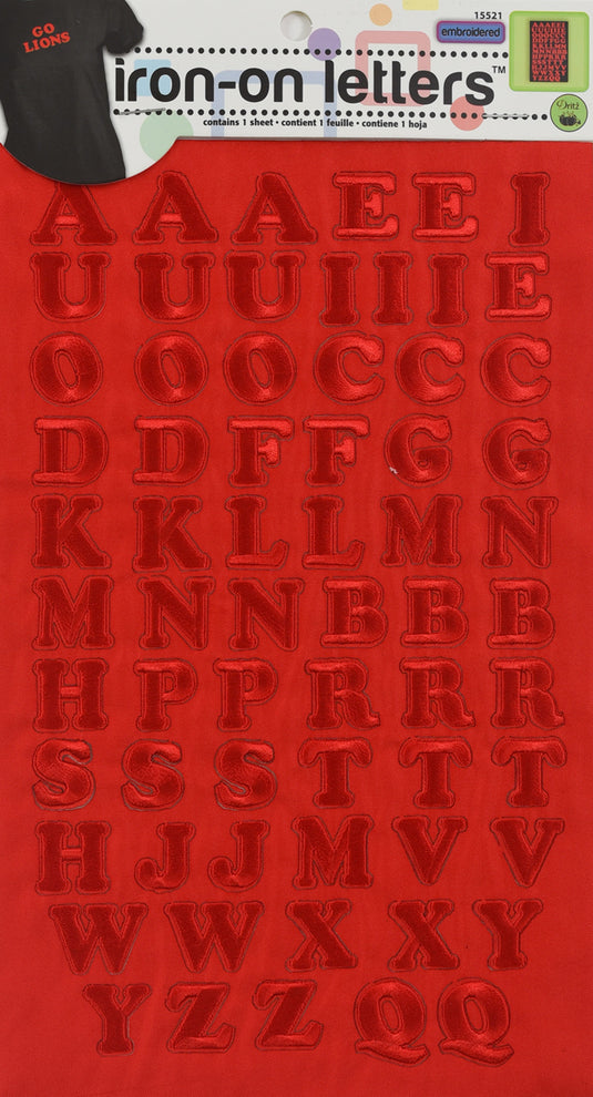 15521|Dritz Embroidery Iron-on Letters, Red