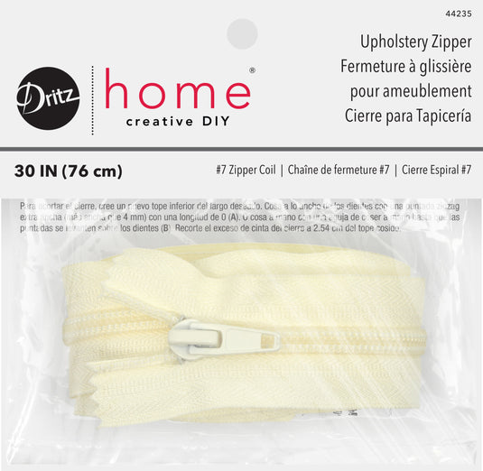 44235|Dritz Upholstery Zipper, Cream, 30"