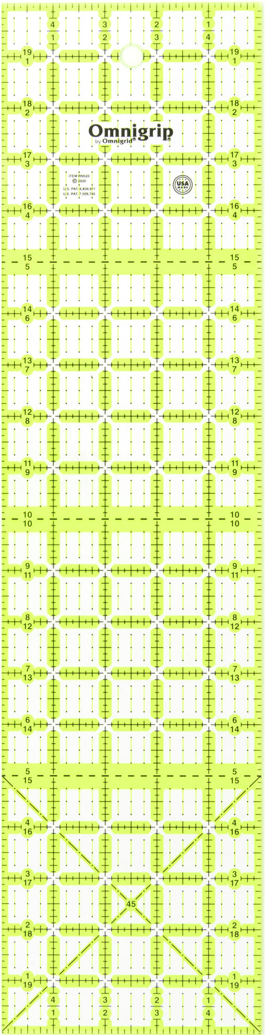 RN520|Omnigrid Omnigrip Neon Rectangle Ruler, 5" x 20"