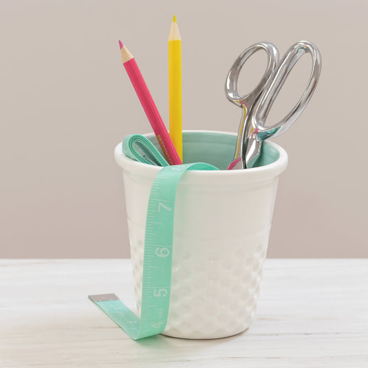 DR002|Dritz Novelty Ceramic Thimble Container, Aqua