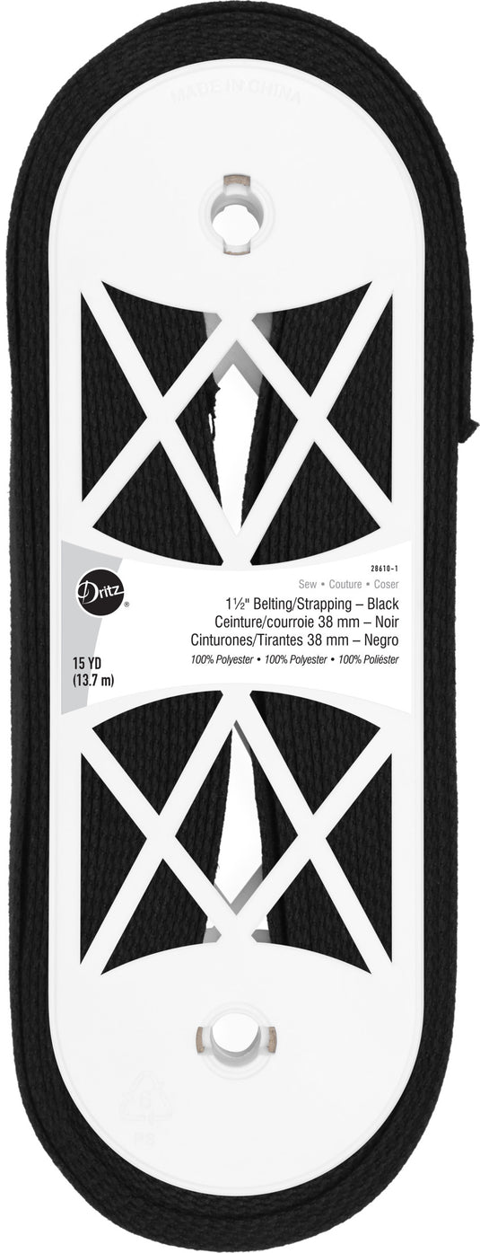 28610-1|Dritz 1-1/2" Polyester Belting & Strapping, Black, 15 yd