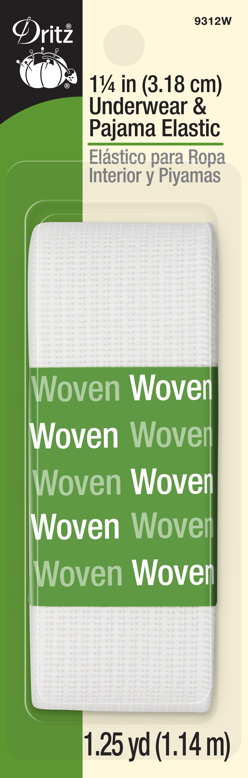 Load image into Gallery viewer, 9312W|Dritz 1-1/4" Underwear &amp; Pajama Elastic, White, 1-1/4 yd