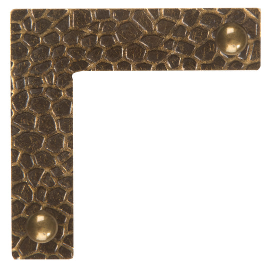 44794-38|Dritz Textured Campaign Corners, Small, Antique Brass, 4 pc