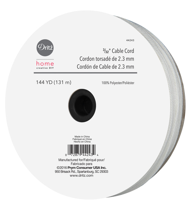 Chargez l'image dans la visionneuse de la galerie, 44243|Dritz 3/32" Cable Cord, White, 144 yd