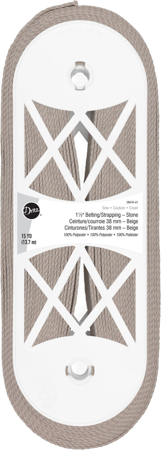 28610-61|Dritz 1-1/2" Polyester Belting & Strapping, Stone, 15 yd