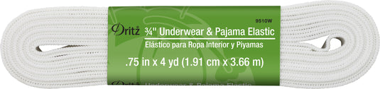 9510W|Dritz 3/4" Underwear & Pajama Elastic, White, 4 yd