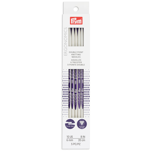 57056|Prym 8" Ergonomic Double Point Knitting Needles, US 10 (6mm)
