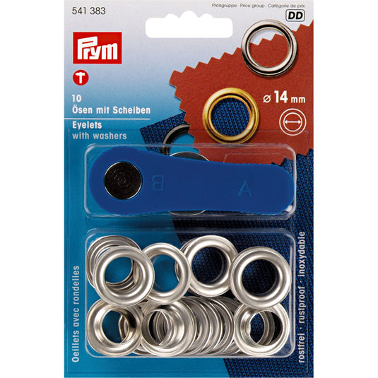 541383|Prym Eyelets with washers  14 mm silver with tools 10pc