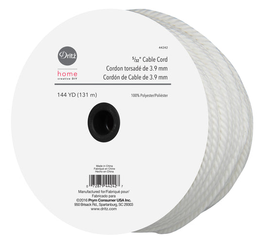 44242|Dritz 5/32" Cable Cord, White, 144 yd