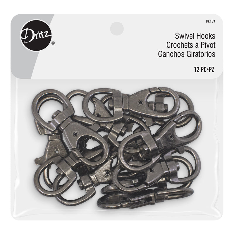 Load image into Gallery viewer, BK153|Dritz Swivel Hooks, Gunmetal, 12 pc