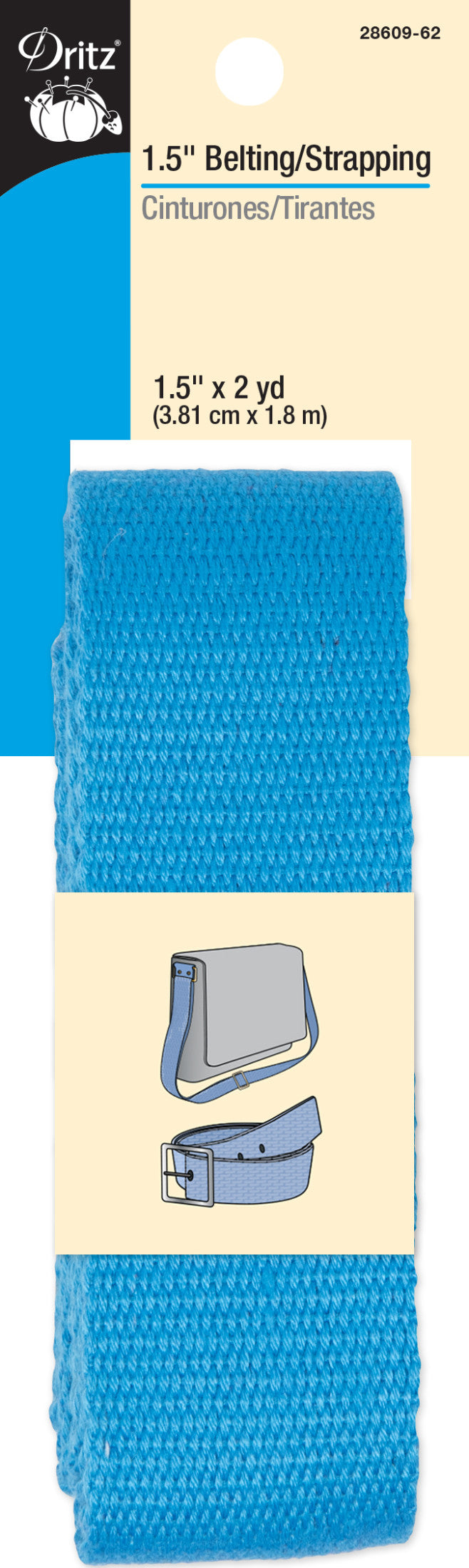 Load image into Gallery viewer, 28609-62|Dritz 1-1/2" Polyester Belting &amp; Strapping, Azure, 2 yd
